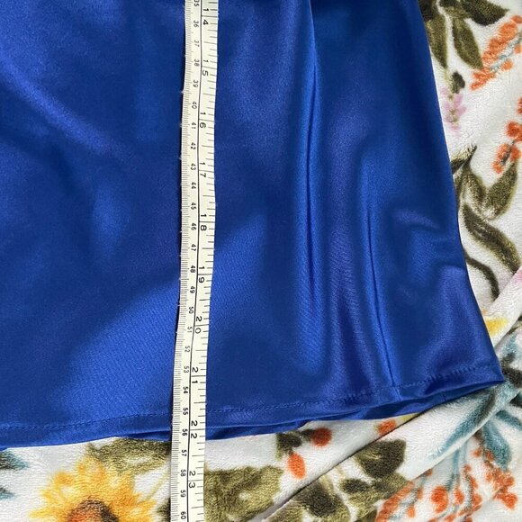 Y2K Le Chateau Halter Top Womens S Blue Satin Tie Up 2000s Made in Canada Prom - Picture 7 of 7
